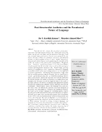 Post-Structuralist Aesthetics and the Paradoxical Nature of Language Dr