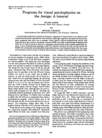 Programs for Visual Psychophysics on the Amiga: a Tutorial