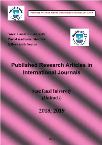 Published Research Articles in International Journals Suez Canal University (Abstracts)