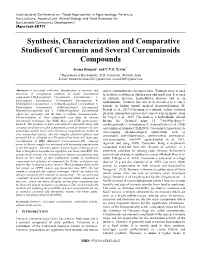 Synthesis, Characterization and Comparative Studiesof Curcumin and Several Curcuminoids Compounds Seema Kumari* and U.V.S