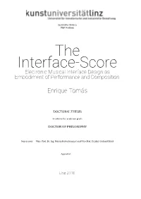 The Interface-Score Electronic Musical Interface Design As Embodiment of Performance and Composition