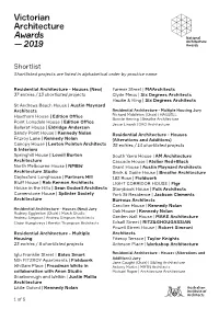 Victorian Architecture Awards — 2019
