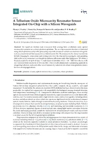 A Tellurium Oxide Microcavity Resonator Sensor Integrated On-Chip with a Silicon Waveguide