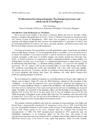 Problem-Based Learning Pedagogies: Psychological Processes and Enhancement of Intelligences