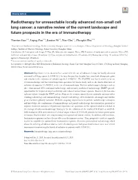 Radiotherapy for Unresectable Locally Advanced Non-Small Cell Lung Cancer