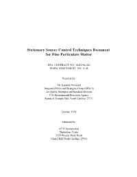 Stationary Source Control Techniques Document for Fine Particulate Matter