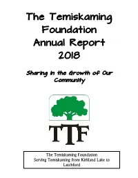 The Temiskaming Foundation Annual Report 2018