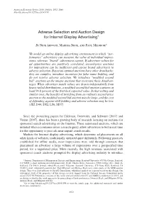 Adverse Selection and Auction Design for Internet Display Advertising†