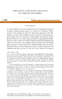 Identity and Explanation in the Euthyphro