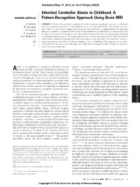 Inherited Cerebellar Ataxia in Childhood: a REVIEW ARTICLE Pattern-Recognition Approach Using Brain MRI