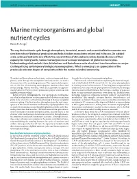 Marine Microorganisms and Global Nutrient Cycles Kevin R