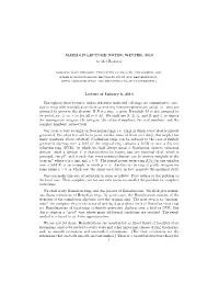 MATH 615 LECTURE NOTES, WINTER, 2010 by Mel Hochster