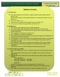 P4 Sec 4.1.1, 4.1.2, 4.1.3) Abstraction, Algorithms and ADT's