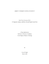 Paul's Use of Leviticus 19:18: a Comparative Analysis with Select Second Temple Jewish Texts