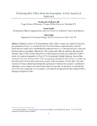 Predicting Box Office from the Screenplay: a Text Analytical Approach