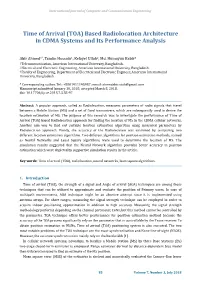 Time of Arrival (TOA) Based Radiolocation Architecture in CDMA Systems and Its Performance Analysis