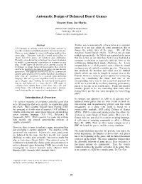 Automatic Design of Balanced Board Games