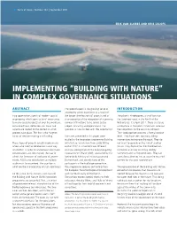 Building with Nature” in Complex Governance Situations