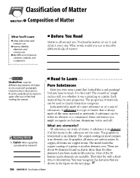 Classification of Matter Section ●1 Composition of Matter
