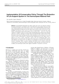 Implementation of Conservation Policy Through the Protection of Life Support System in the Karimunjawa National Park