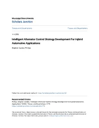 Intelligent Alternator Control Strategy Development for Hybrid Automotive Applications