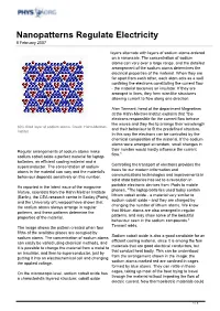Nanopatterns Regulate Electricity 8 February 2007