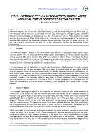 Piemonte Region Meteo-Hydrological Alert and Real-Time Flood Forecasting System D