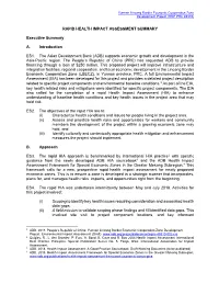 Rapid Health Impact Assessment Summary