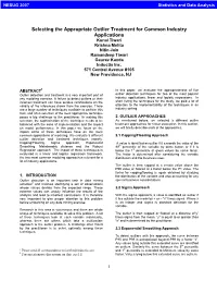 Selecting the Appropriate Outlier Detection Technique