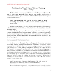 An Alternative View of Jesus' Divorce Teachings