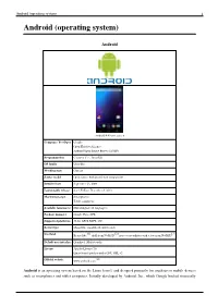 Android (Operating System) 1 Android (Operating System)