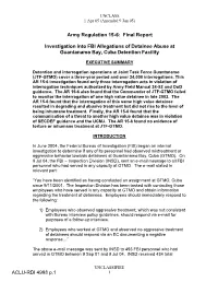 Army Regulation 15-6: Final Report Investigation Into FBI Allegations Of