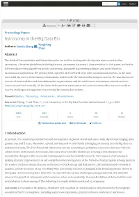 Astronomy in the Big Data Era Search