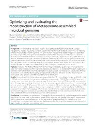 Optimizing and Evaluating the Reconstruction of Metagenome-Assembled Microbial Genomes Bhavya Papudeshi1,2 , J