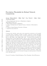 Percolation Thresholds for Robust Network Connectivity