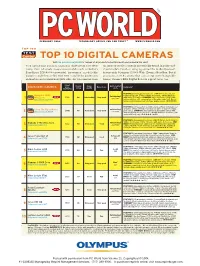 TOP 10 DIGITAL CAMERAS Visit Find.Pcworld.Com/39623 for Reviews of All Products Tested This Month and Ranked in This Chart