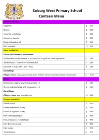 Canteen Menu Update 2020