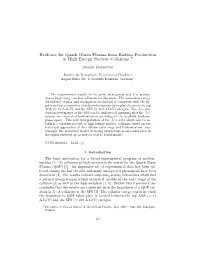 Evidence for Quark Gluon Plasma from Hadron Production in High Energy Nuclear Collisions ∗ Marek Ga´Zdzicki