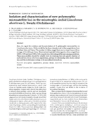 Isolation and Characterization of New Polymorphic Microsatellite Loci in the Mixotrophic Orchid Limodorum Abortivum L