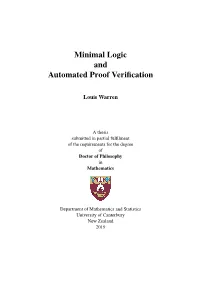 Minimal Logic and Automated Proof Verification