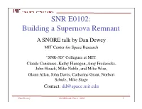 SNR E0102: Building a Supernova Remnant a SNORE Talk by Dan Dewey MIT Center for Space Research