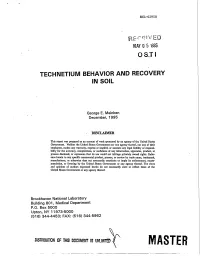 Technetium Behavior and Recovery in Soil