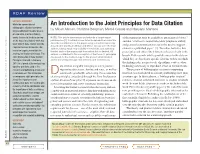 An Introduction to the Joint Principles for Data Citation