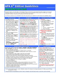 APA 6 Edition Guidelines