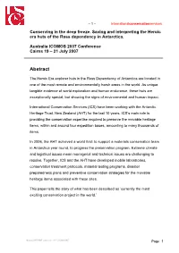 Conserving in the Deep Freeze: Saving and Interpreting the Heroic Era Huts of the Ross Dependency