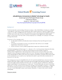 Mhealth Basics: Introduction to Mobile Technology for Health Elearning