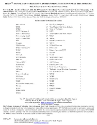 MSG Network Gets the Most Nominations with 68