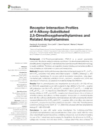 Receptor Interaction Profiles of 4-Alkoxy-Substituted 2,5-Dimethoxyphenethylamines and Related Amphetamines