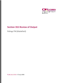 Section 355 Review of Output