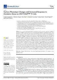 Surface Phenotype Changes and Increased Response to Oxidative Stress in CD4+Cd25high T Cells